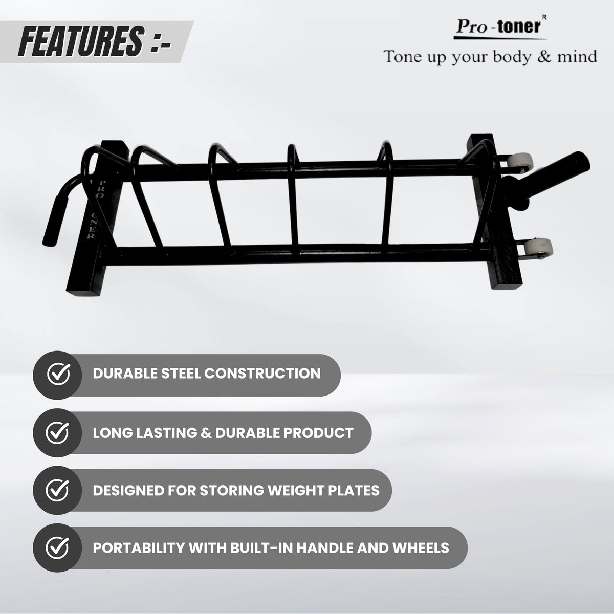 Soozier Weight Rack, Horizontal Weight Plate Rack Holder, Bumper Plate  Storage with Transport Wheels for Home Gym