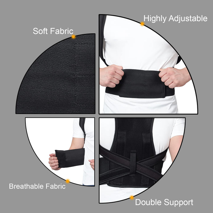 Protoner free Size Posture Corrector For Men And Women Back Support Belt Back Pain Back Straight And Shoulder Support Belt Universal Size Metallic Belt Protoners GYM