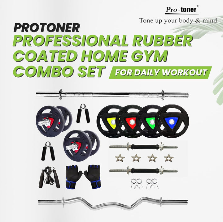 Protoner Professional Adjustable Rubber Coated Weight set Protoner - Sports Hubb GYM