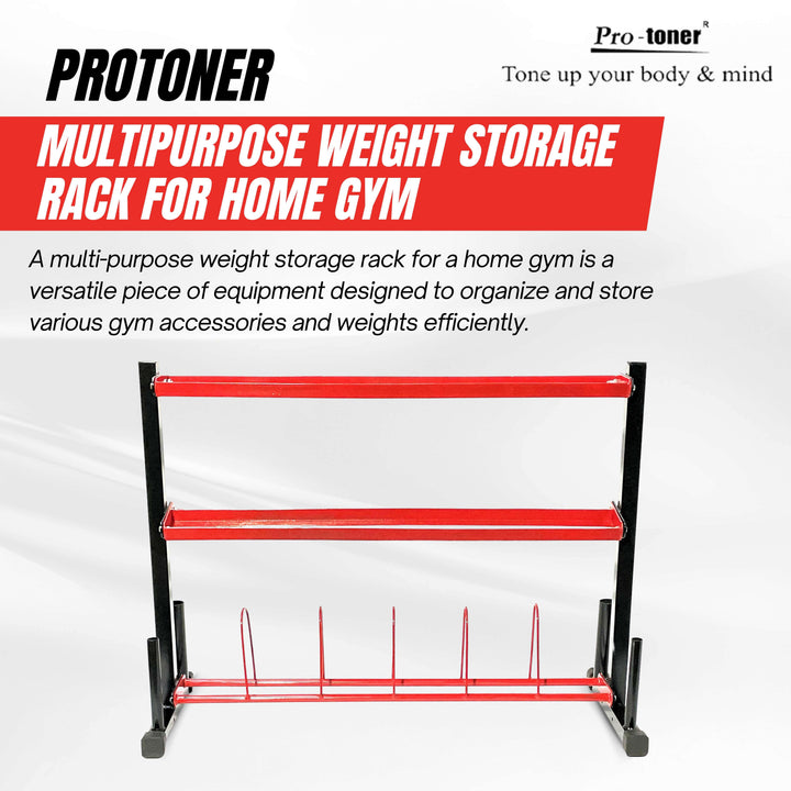 Protoner 5 in 1 weight storage rack for plates rod dumbbells kettle bells and accessories | Gym Equipment | Home Gym Equipment | Commercial Gym Machines | Strength Training Equipment | Protoners | [2025]