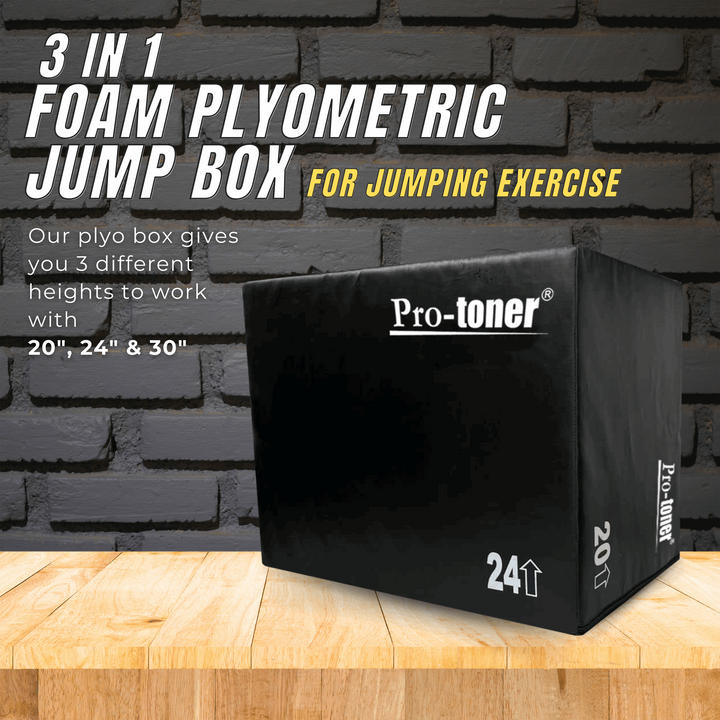 Protoner 3 in 1 20 Inch 24 Inch 30 Inch Foam Plyometric Jump Box | Gym Equipment | Home Gym Equipment | Commercial Gym Machines | Strength Training Equipment | Protoners | [2025]