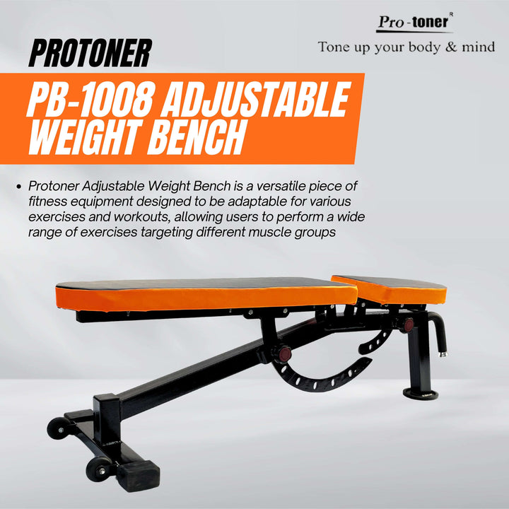 Protoner PB-1008 Adjustable degree Weight Bench with adjustable seat angles | Gym Equipment | Home Gym Equipment | Commercial Gym Machines | Strength Training Equipment | Protoners | [2025]