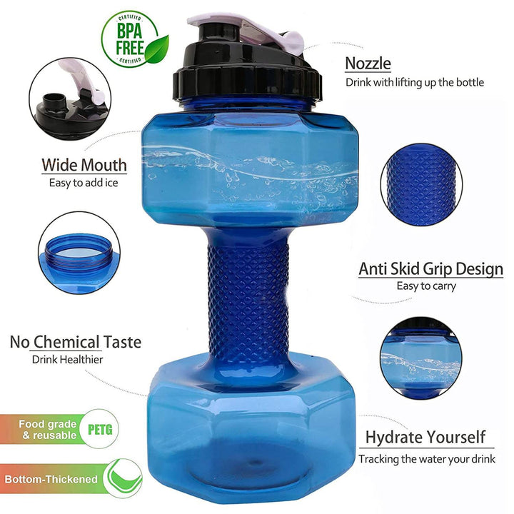 Protoner 2.2L Dumbbell Shape Water Bottle Exercise Gym Fitness Sports Workout Portable See Through, Blue SSTP | Gym Equipment | Home Gym Equipment | Commercial Gym Machines | Strength Training Equipment | Protoners | [2025]