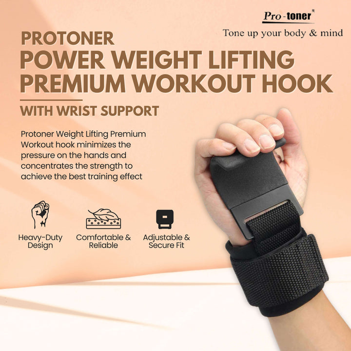 Protoner Power Weight Lifting/Dead Lifting hook straps | Gym Equipment | Home Gym Equipment | Commercial Gym Machines | Strength Training Equipment | Protoners | [2025]