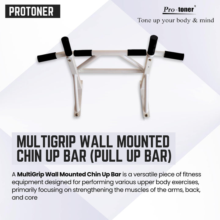 Protoner Multigrip Wall Mounted Chin up Bar Pullup bar, White MUL5 | Gym Equipment | Home Gym Equipment | Commercial Gym Machines | Strength Training Equipment | Protoners | [2025]