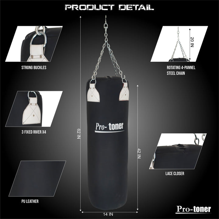 Boxing Punching Bag, 30 kg, 33 x 107 cm, SRF Material for MMA, kick boxing etc | Gym Equipment | Home Gym Equipment | Commercial Gym Machines | Strength Training Equipment | Protoners | [2025]