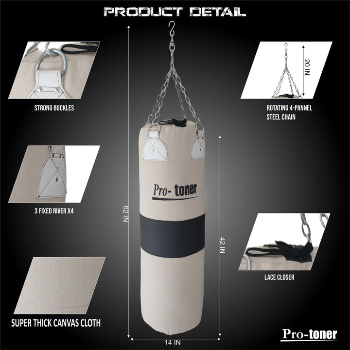 Filled Punching Bag, 33 x 107 cms, 30 kgs, Canvas Material for gym, boxing, martial arts, kickboxing, MMA