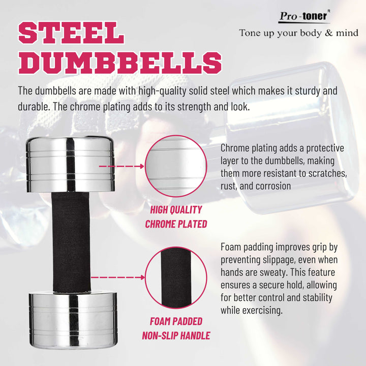 Pair of Steel Dumbbells Protoner - Sports Hubb GYM