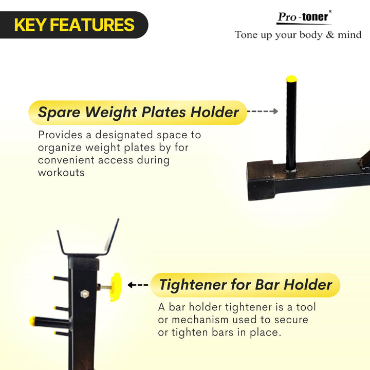 Joint Squat Stand with Safety Holders Heavy Duty Structure Black and Yellow Protoner GYM