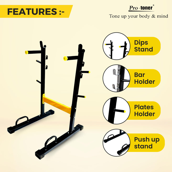 Protoner 4 in 1 Dip stand , bar holder , plate holder and push up stand | Gym Equipment | Home Gym Equipment | Commercial Gym Machines | Strength Training Equipment | Protoners | [2025]