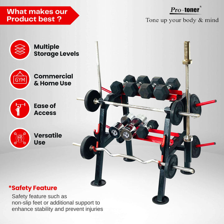 Protoner multipurpose weight rack for dumbbells weights and bars for home and commercial use Protoner GYM