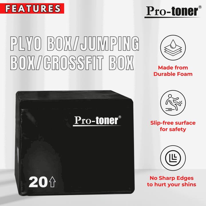 Protoner 3 in 1 20 Inch 24 Inch 30 Inch Foam Plyometric Jump Box | Gym Equipment | Home Gym Equipment | Commercial Gym Machines | Strength Training Equipment | Protoners | [2025]