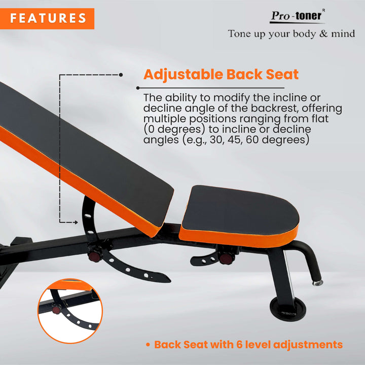 Protoner PB-1008 Adjustable degree Weight Bench with adjustable seat angles Protoner - Sports Hubb GYM