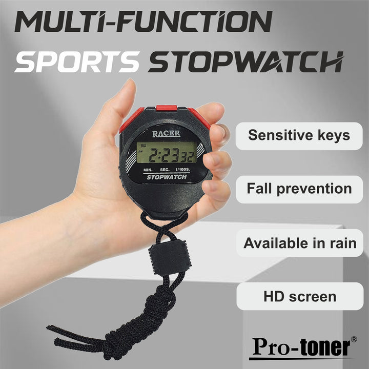 Racer Stopwatch with 1/100 Second Precision, Lap Counter, and 30 Second Correction Protoner - Sports Hubb GYM