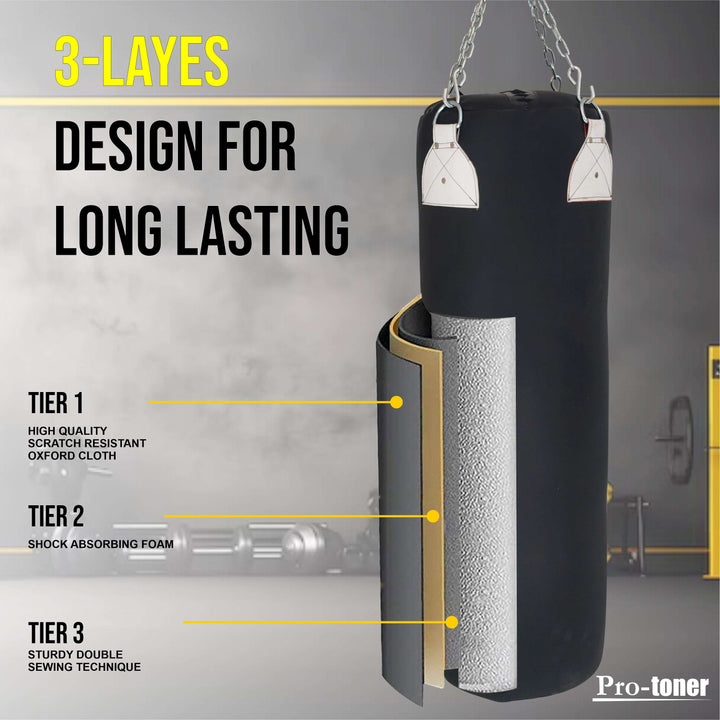 Boxing Punching Bag, 30 kg, 33 x 107 cm, SRF Material for MMA, kick boxing etc | Gym Equipment | Home Gym Equipment | Commercial Gym Machines | Strength Training Equipment | Protoners | [2025]