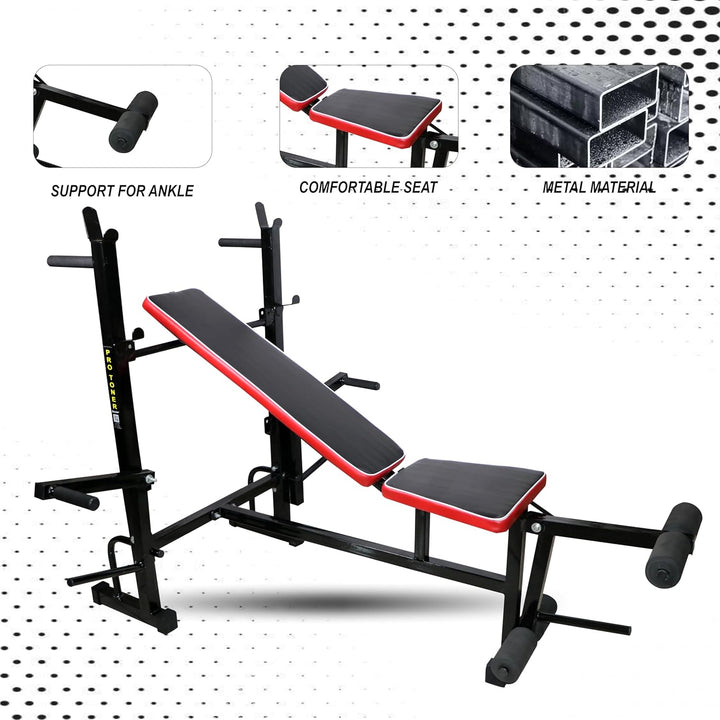 Protoner Adjustable Weight Bench with Incline, Decline and Flat Positions, Heavy Duty Pipes, Cushioned Seat, Black | Gym Equipment | Home Gym Equipment | Commercial Gym Machines | Strength Training Equipment | Protoners | [2025]