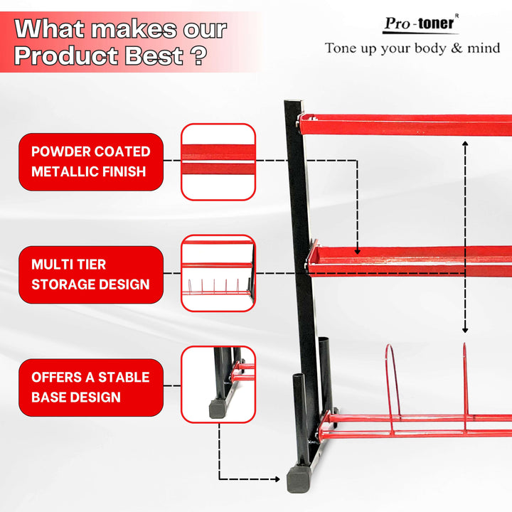 Protoner 5 in 1 weight storage rack for plates rod dumbbells kettle bells and accessories Protoner GYM