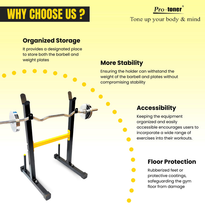 Protoner Rod and Weight Holder with Holding Capacity of 2 Bars Black, Yellow Protoner GYM