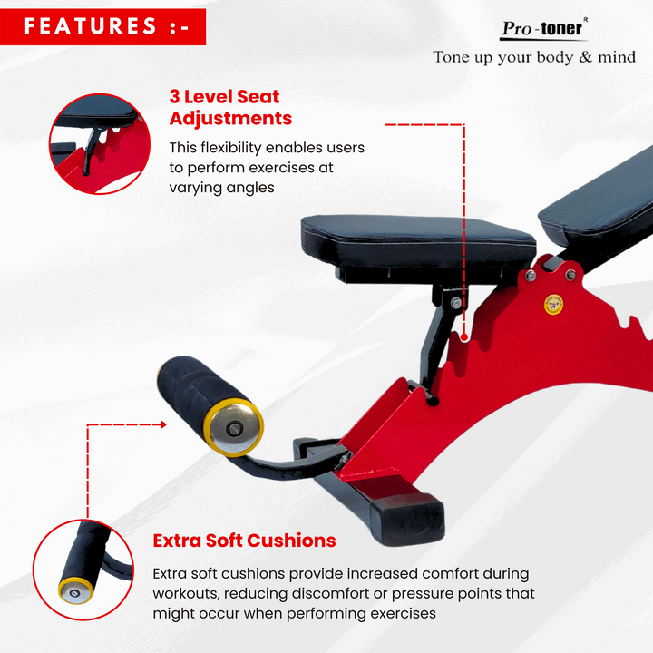 Heavy duty free standing bench with multiple adjustment levels Protoner - Sports Hubb GYM