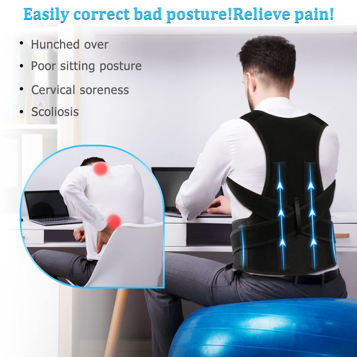 Protoner free Size Posture Corrector For Men And Women Back Support Belt Back Pain Back Straight And Shoulder Support Belt Universal Size Metallic Belt Protoners GYM