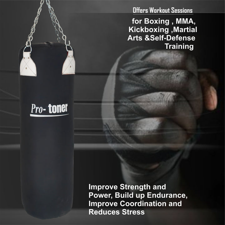 Boxing Punching Bag, 30 kg, 33 x 107 cm, SRF Material for MMA, kick boxing etc | Gym Equipment | Home Gym Equipment | Commercial Gym Machines | Strength Training Equipment | Protoners | [2025]