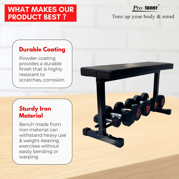 Protoner Flat bench with dumbbell rack Protoner GYM