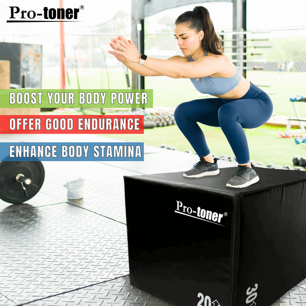 Protoner 3 in 1 20 Inch 24 Inch 30 Inch Foam Plyometric Jump Box | Gym Equipment | Home Gym Equipment | Commercial Gym Machines | Strength Training Equipment | Protoners | [2025]