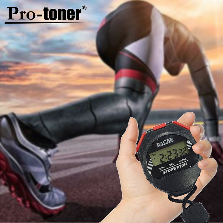 Racer Stopwatch with 1/100 Second Precision, Lap Counter, and 30 Second Correction Protoner - Sports Hubb GYM