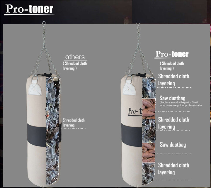 Filled Punching Bag, 33 x 107 cms, 30 kgs, Canvas Material for gym, boxing, martial arts, kickboxing, MMA