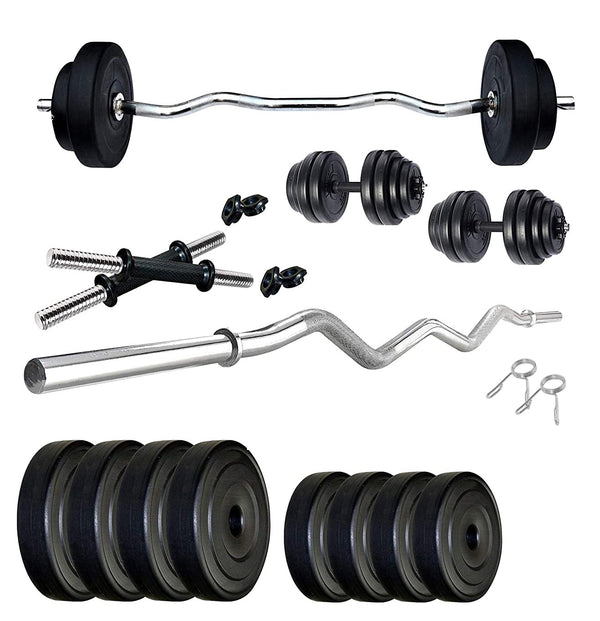 Protoner Home Gym 20 kgs, 2 kg x 4 Plates 3 kg x 4 Plates, 1 x 3 feet bar,2 x Dumbbell rods Protoner - Sports Hubb GYM