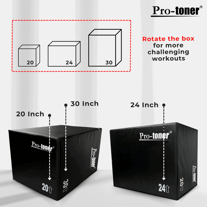 Protoner 3 in 1 20 Inch 24 Inch 30 Inch Foam Plyometric Jump Box | Gym Equipment | Home Gym Equipment | Commercial Gym Machines | Strength Training Equipment | Protoners | [2025]