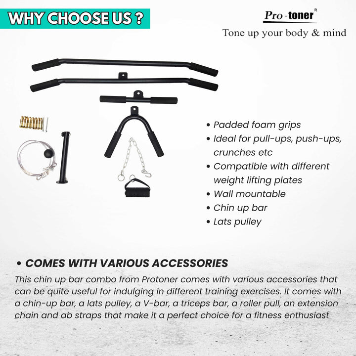 Protoner Dynamic Wall Mounting Chin up Bar Combo Protoners GYM