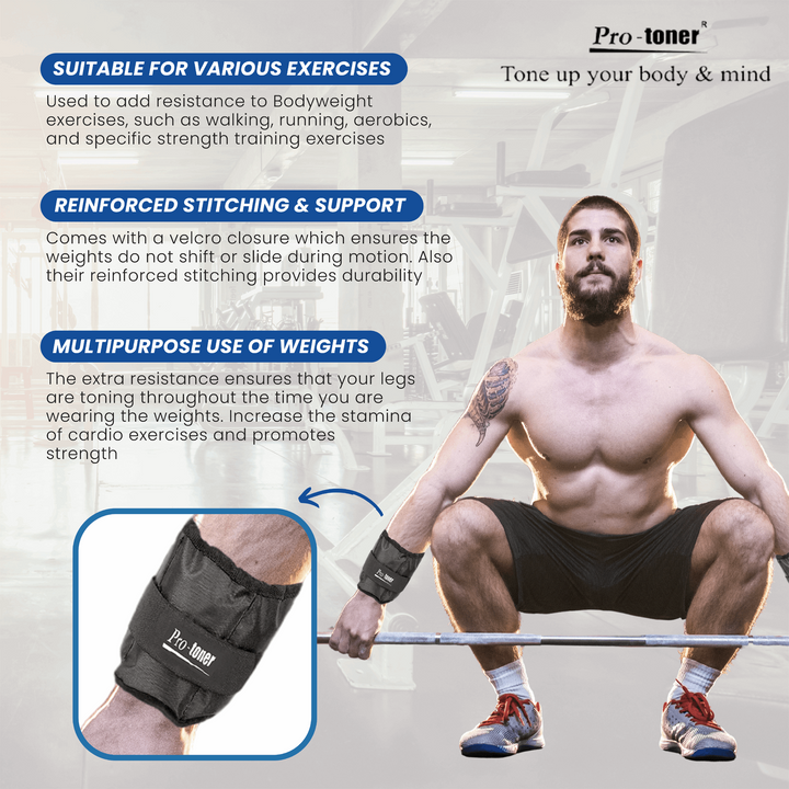 Protoner Ankle/wrist weights 1kg to 5kg pair Protoner - Sports Hubb GYM