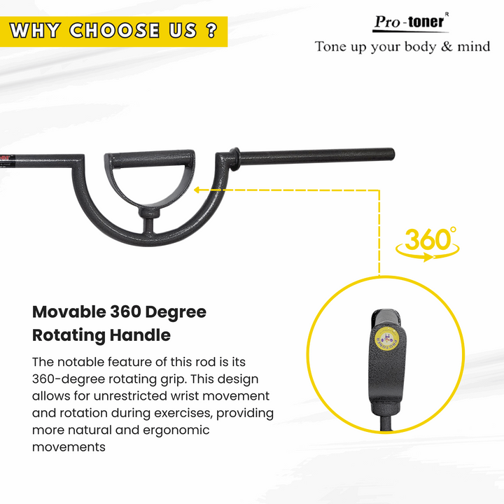 Protoner triceps & biceps bar with 360 degree rotating swivel handles Protoner - Sports Hubb GYM