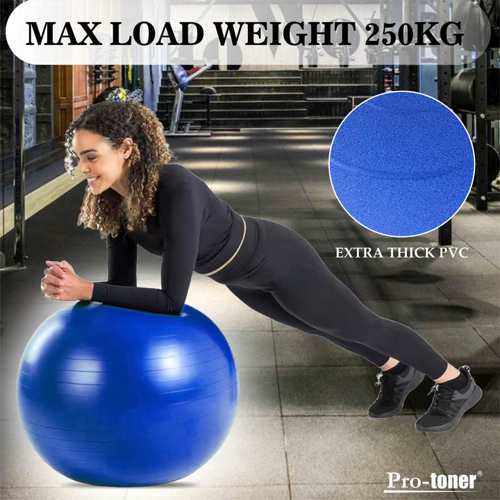 Protoner Gym Ball 65 cms with Inflating Pump | Gym Equipment | Home Gym Equipment | Commercial Gym Machines | Strength Training Equipment | Protoners | [2025]