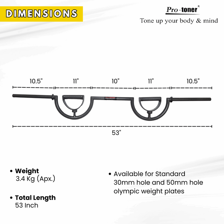 Protoner triceps & biceps bar with 360 degree rotating swivel handles Protoner - Sports Hubb GYM