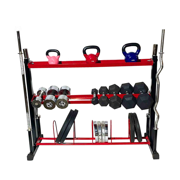 Protoner 5 in 1 weight storage rack for plates rod dumbbells kettle bells and accessories | Gym Equipment | Home Gym Equipment | Commercial Gym Machines | Strength Training Equipment | Protoners | [2025]