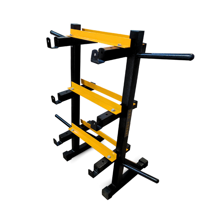 Protoner 3 in 1 Dumbbell Rack, Plate Stand and bar Holder Black and Yellow | Gym Equipment | Home Gym Equipment | Commercial Gym Machines | Strength Training Equipment | Protoners | [2025]