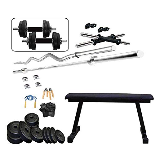 Protoner 50 kg with Flat Bench Home Gym Fitness Package Protoner GYM